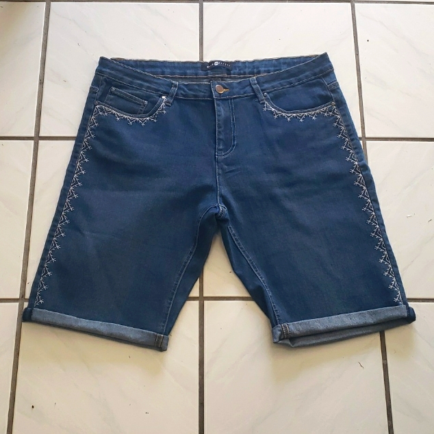 Brand New Blue Identity Shorts With Stitched Pattern
